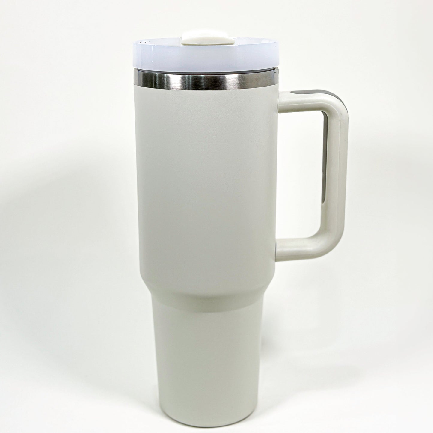 Greige Tumbler with lid and handle with a straw great gift dear for teens and moms birthday and Christmas gifts 