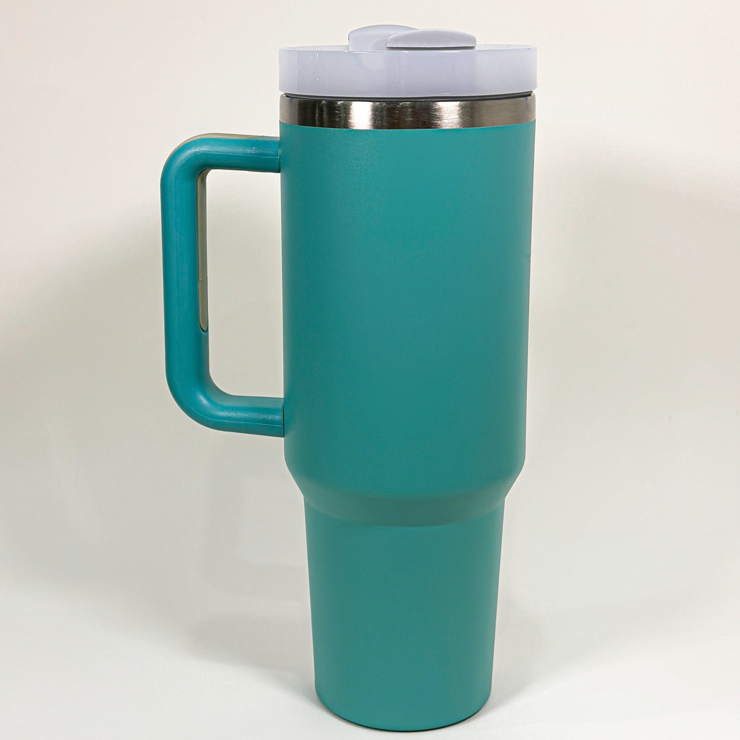 40 oz personalized stainless steel tumbler in Fog, Rust, Teal, Eucalyptus, Dune, Denim, Navy, Hot Pink, and Black – custom engraved drinkware gift idea.